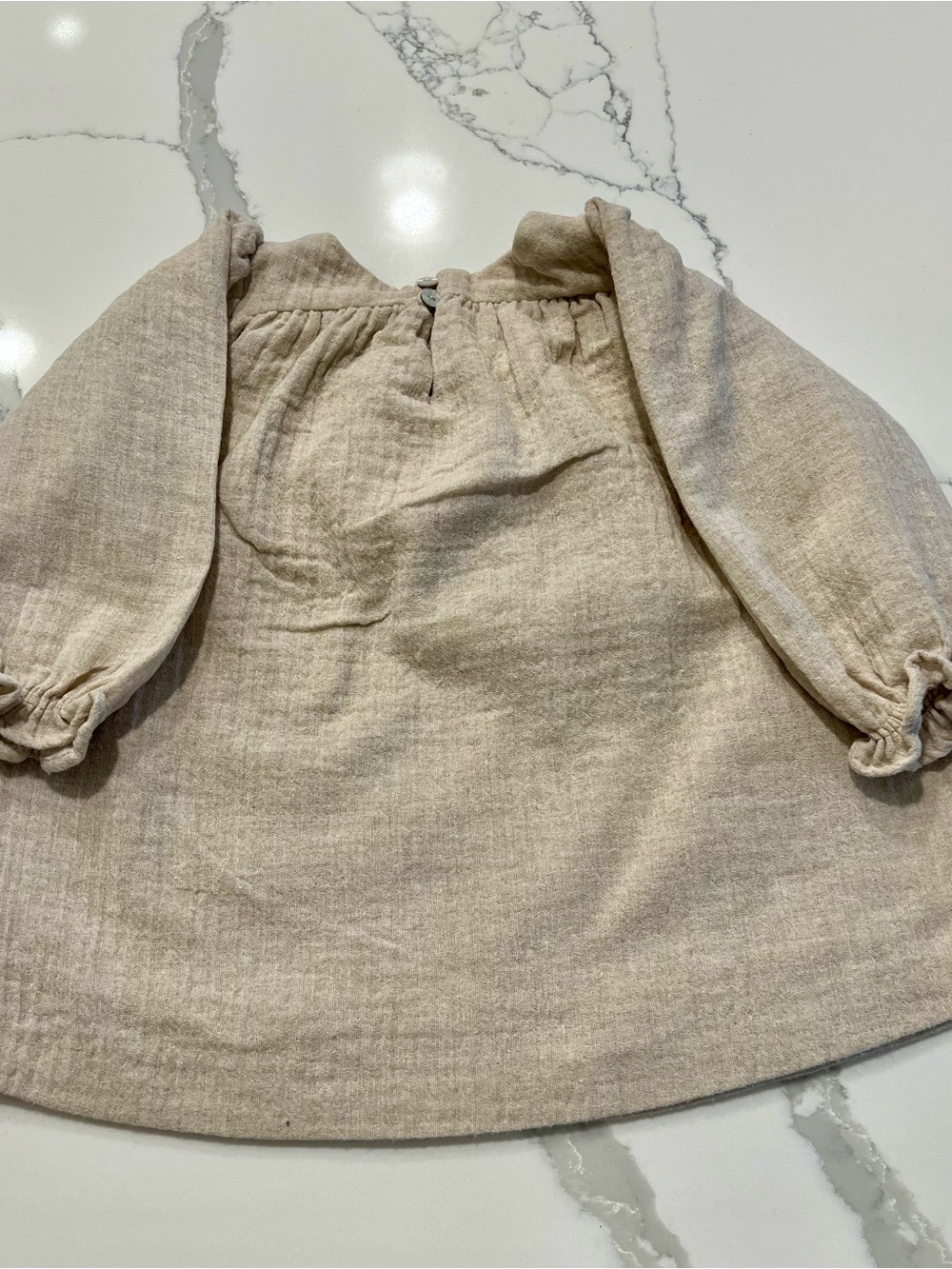 ZARA Kids Beige Linen-Blend Dress with Gingham Bow❤️ - Picture 7 of 9